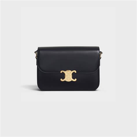 celine classique triomphe bag in shiny calfskin black|TRIOMPHE .